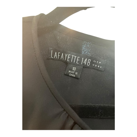 Lafayette 148 New York Black Bow Tie Blouse Tweed Skirt Dress Size 10 - Picture 2 of 12